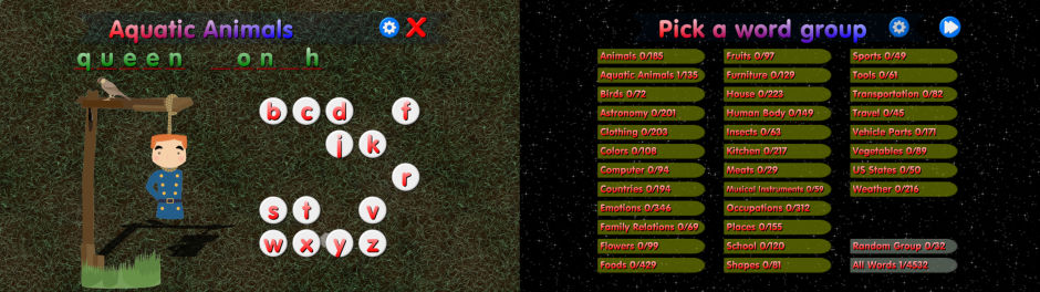 Vocabulary builder with Hangman